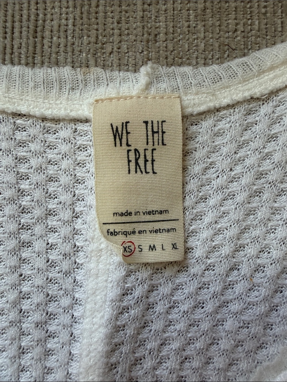 We the Free Women’s White Waffle-Knit Long Sleeve Top - Picture 3 of 4